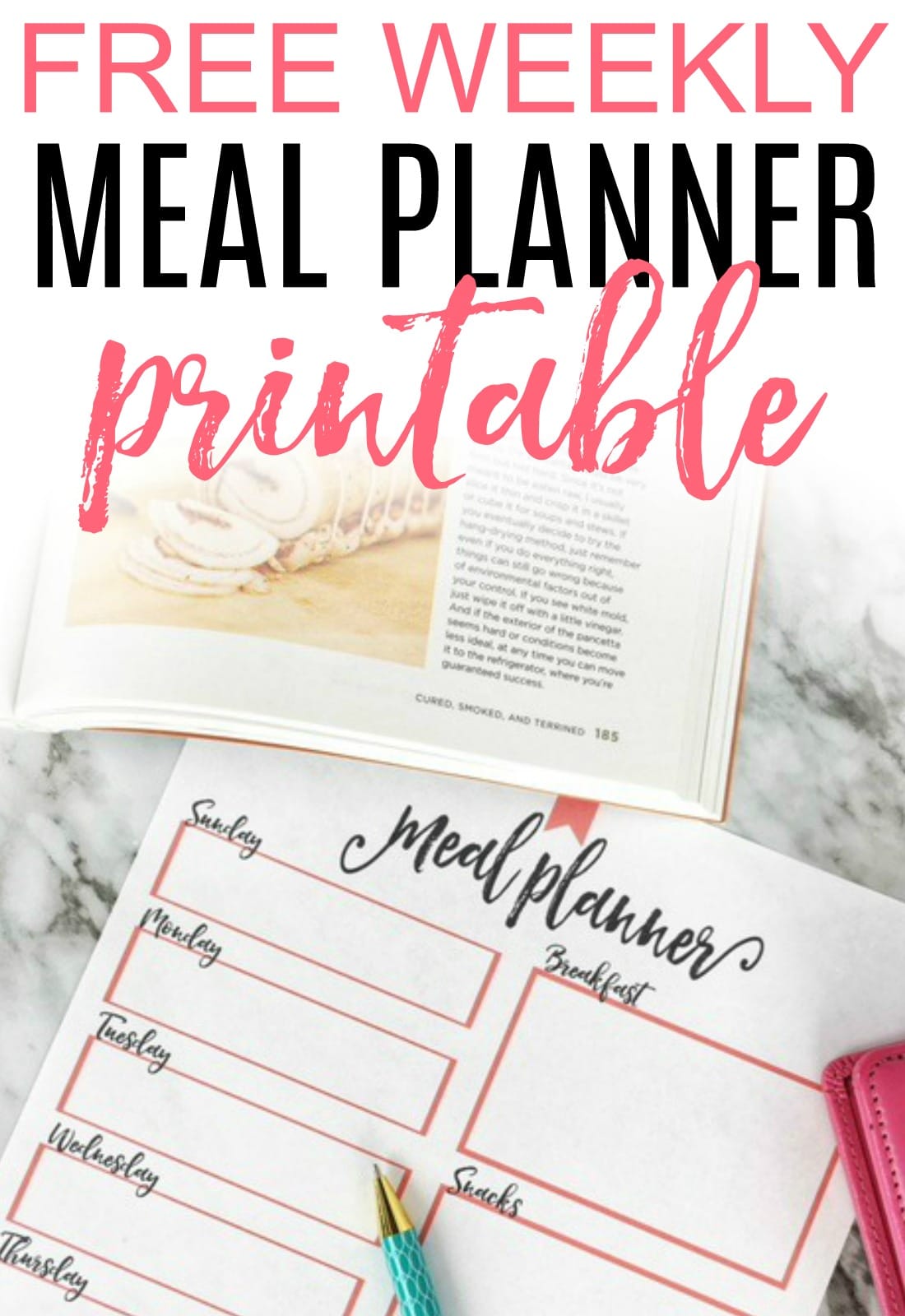 Tired of frantic evenings? Get a free weekly meal planner printable and start planning. You will save time and money. Free up your evenings again with this easy meal plan printable.