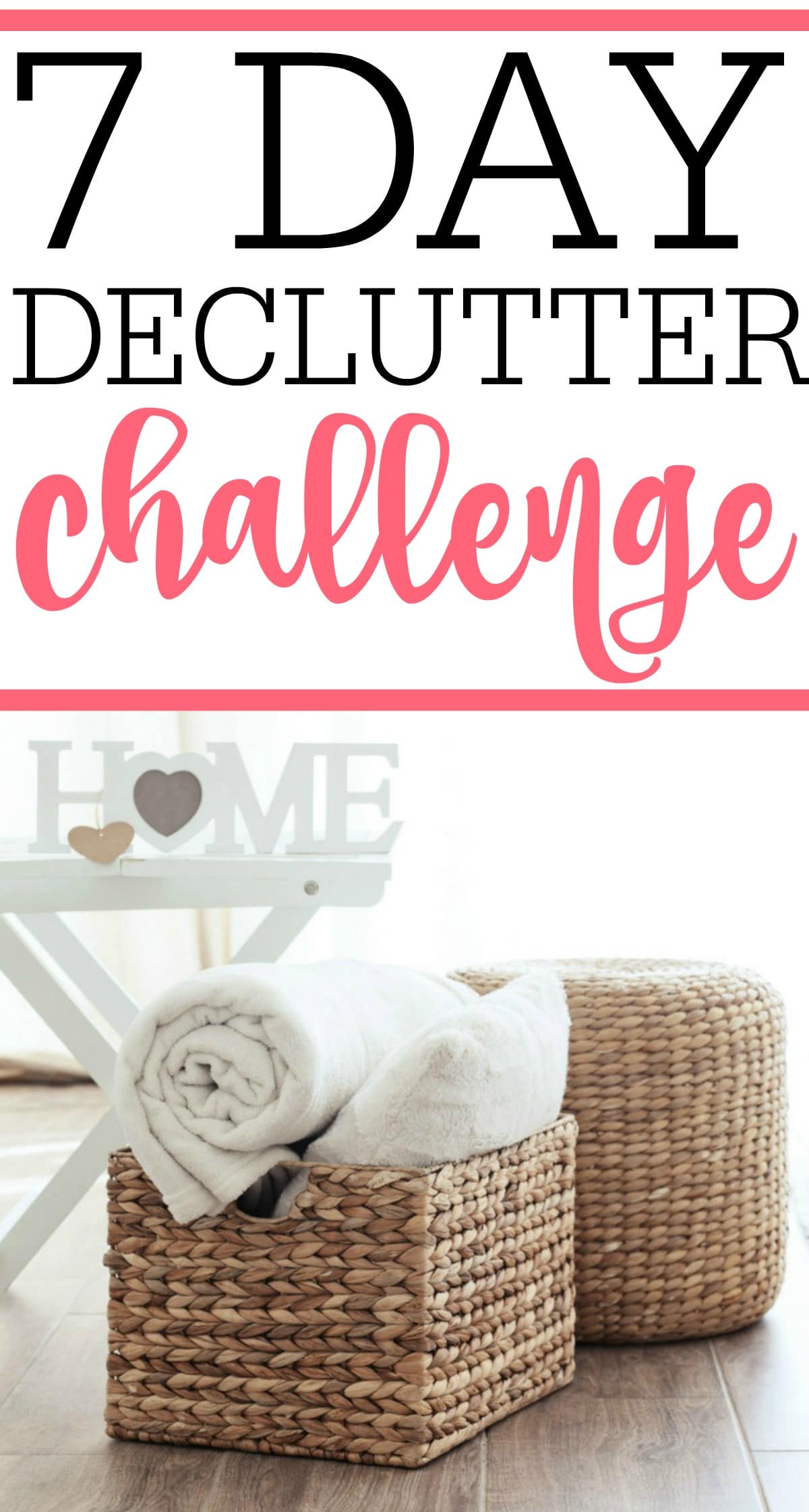 Get rid of clutter and get more organized with this 7 day decluttering challenge. You will be amazed at how a few minutes each day leads to a clutter-free home. Eliminate clutter in just days!