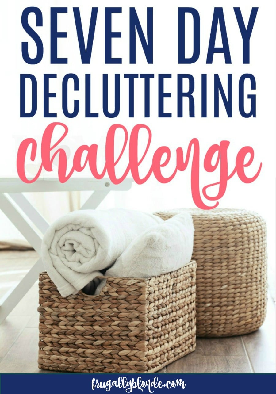 Get rid of clutter and get more organized with this 7 day decluttering challenge. You will be amazed at how a few minutes each day leads to a clutter-free home. Eliminate clutter in just days! #declutter #declutteringchallenge #organized