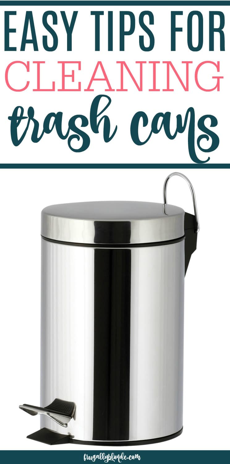 Dealing with a smelly trash can? Check out this easy tip for cleaning trash cans. Deodorize the trash can with this simple tip. It cleans and deodorizes the trash can in just a few minutes. #cleaninghacks