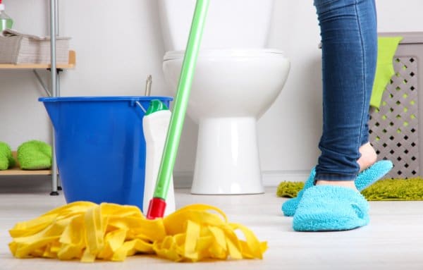 mopping bathroom