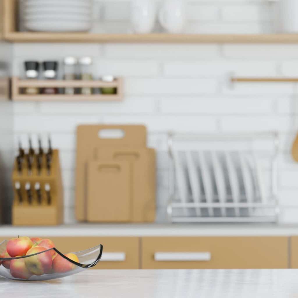 a clean and tidy kitchen after decluttering.
